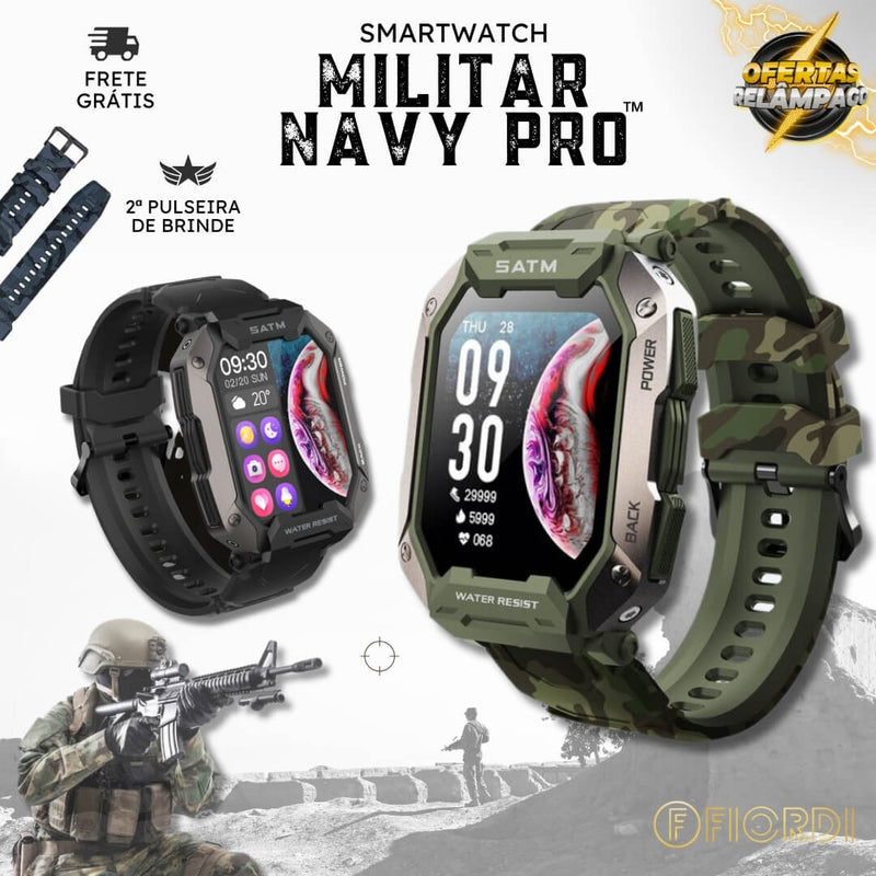 Smartwatch Militar - Navy Pro™ [2ª Pulseira de Brinde]